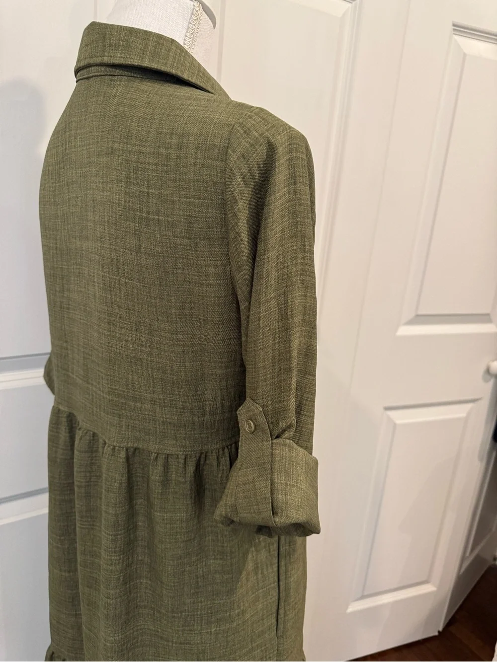 Max Studio London Olive Green Tiered Maxi Dress XS Boho